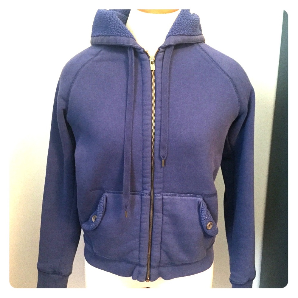 J. Crew Sherpa Lined Hoodie - cobalt blue